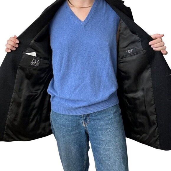 Jos A Bank Unisex Dark Gray 100% Cashmere 2 button Sport Coat Blazer 48R - Picture 5 of 11